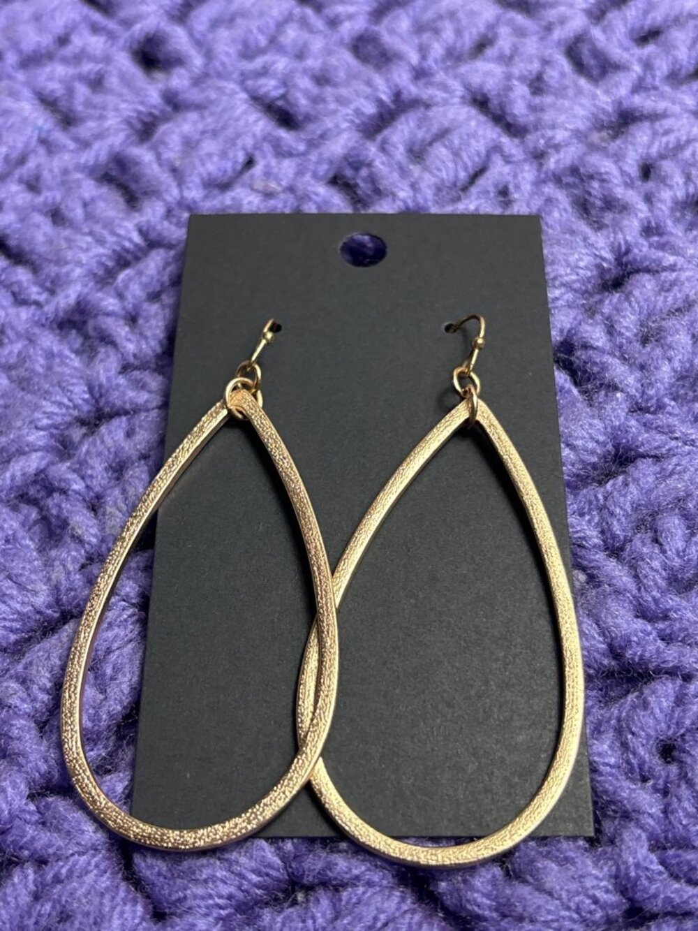 Goldtone Teardrop Dangle Earrings 2.5 inches